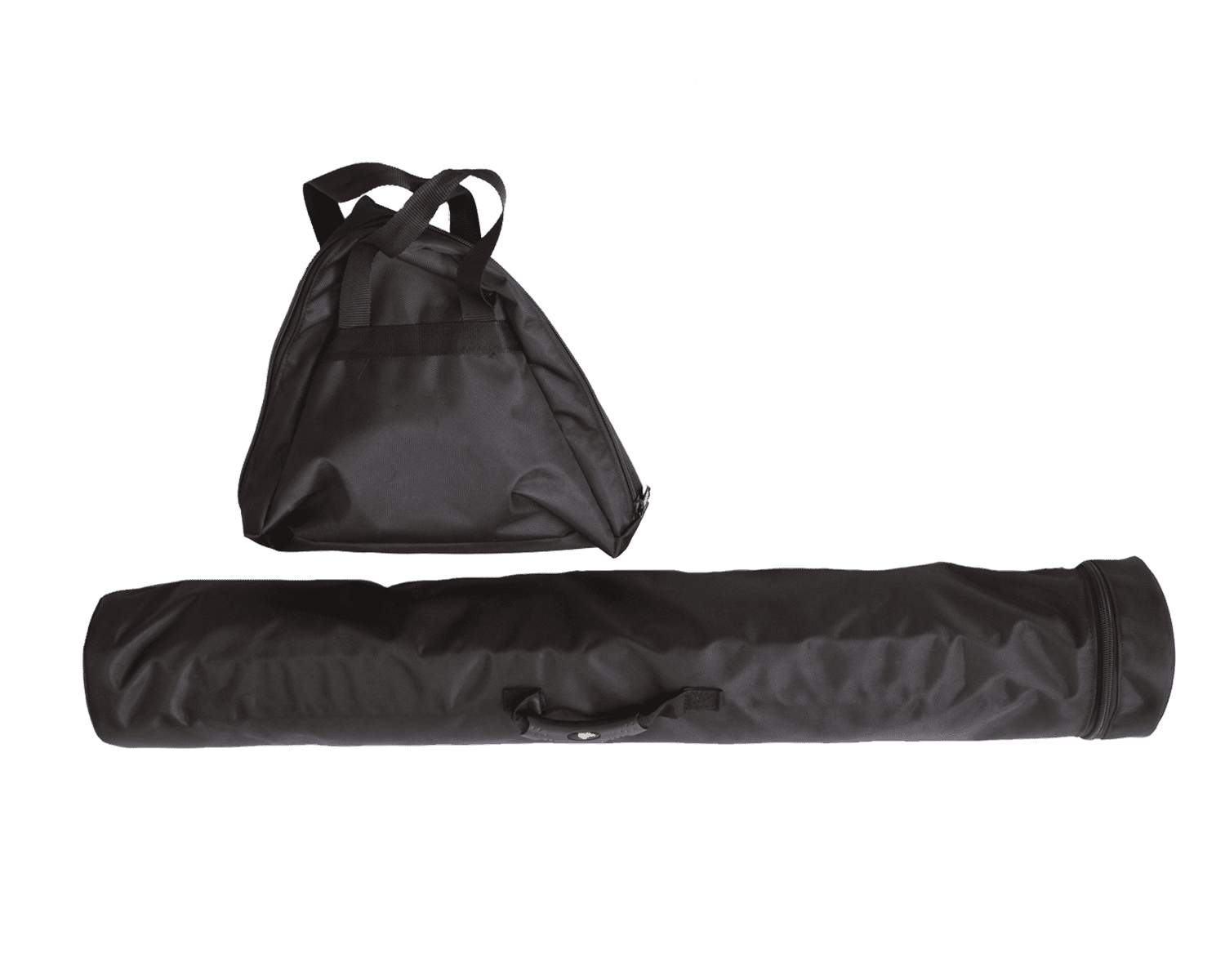 Schwarze Rennsport Bande Tasche, bestehend aus einer großen Tasche und einem länglichen Behälter.