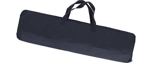 Schwarze Tragetasche mit zwei Griffen, geeignet für den Transport von Materialien.