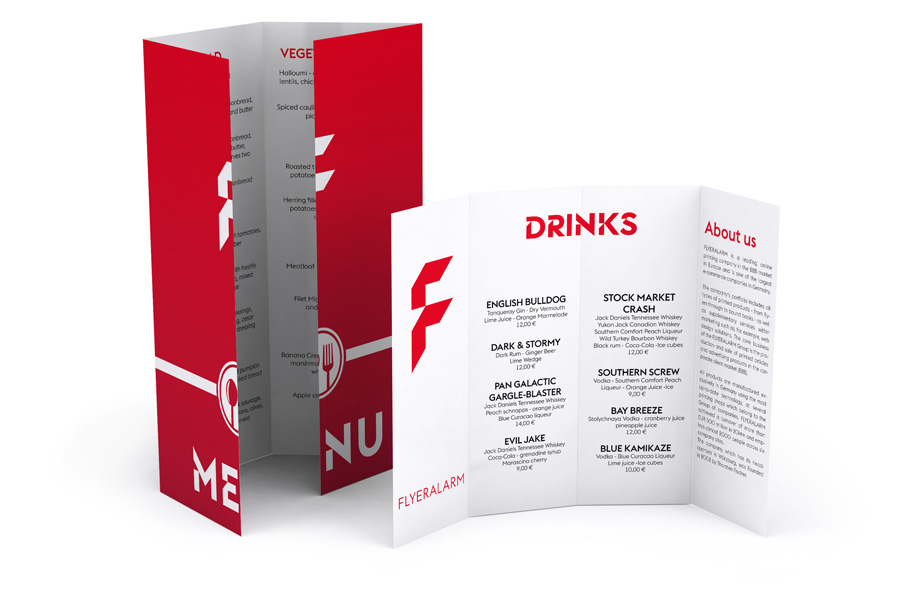 Speise- und Getränkekarten, Dreibruch-Fensterfalz