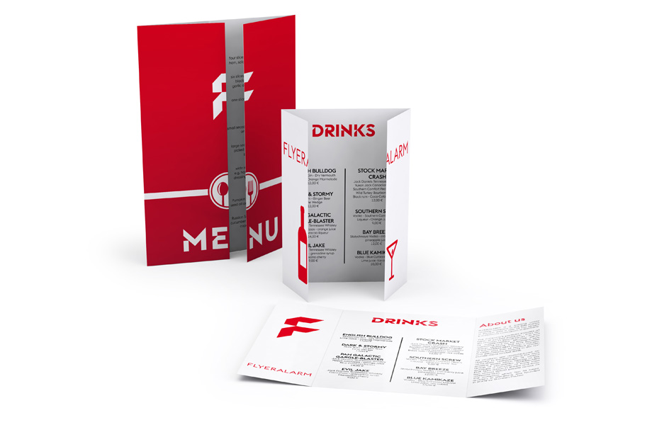 Speise- und Getränkekarten, Zweibruch-Fensterfalz