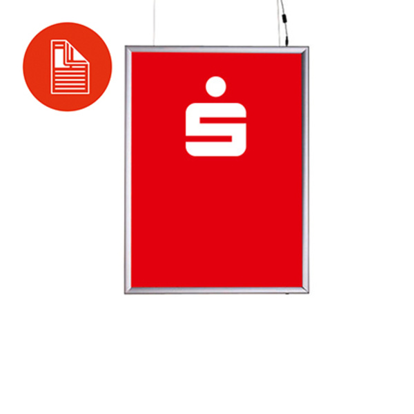 Sparkasse Hängerahmen LED A1 Alu, doppelseitig