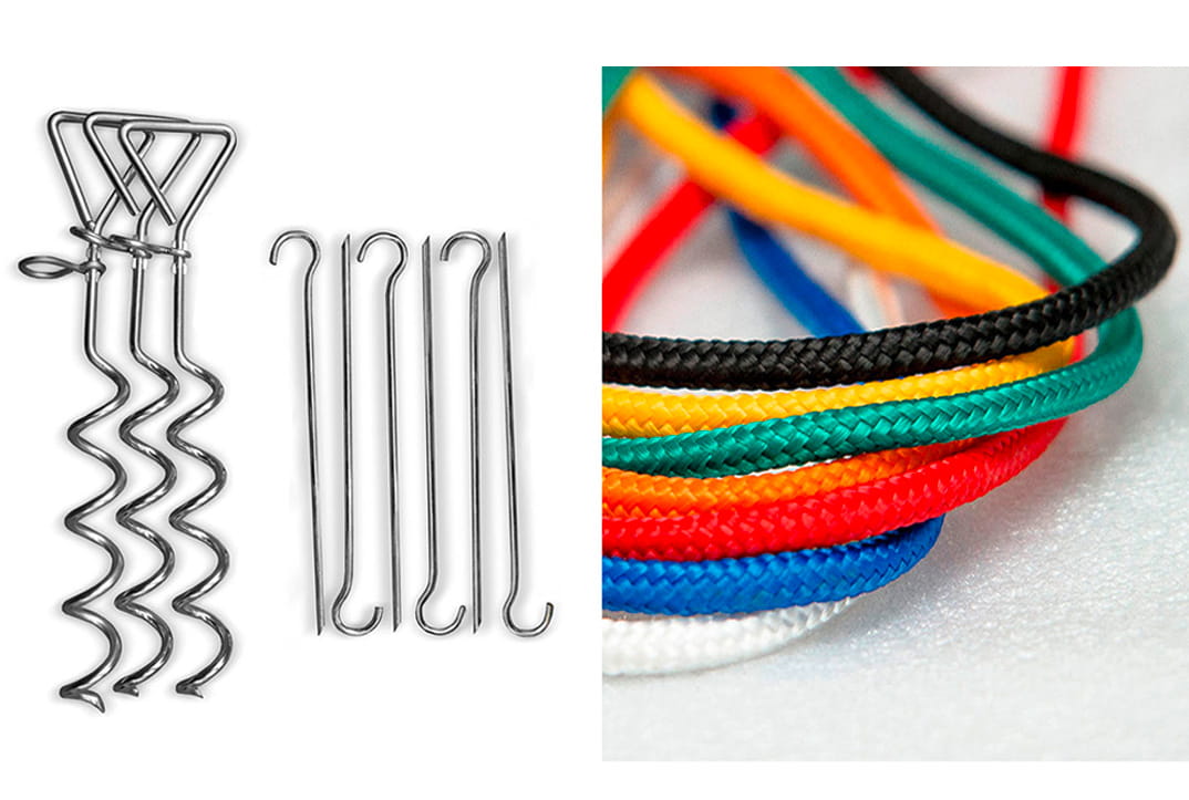 Vento Montage Set mit verschiedenen Haken und bunten Schnüren in unterschiedlichen Farben.