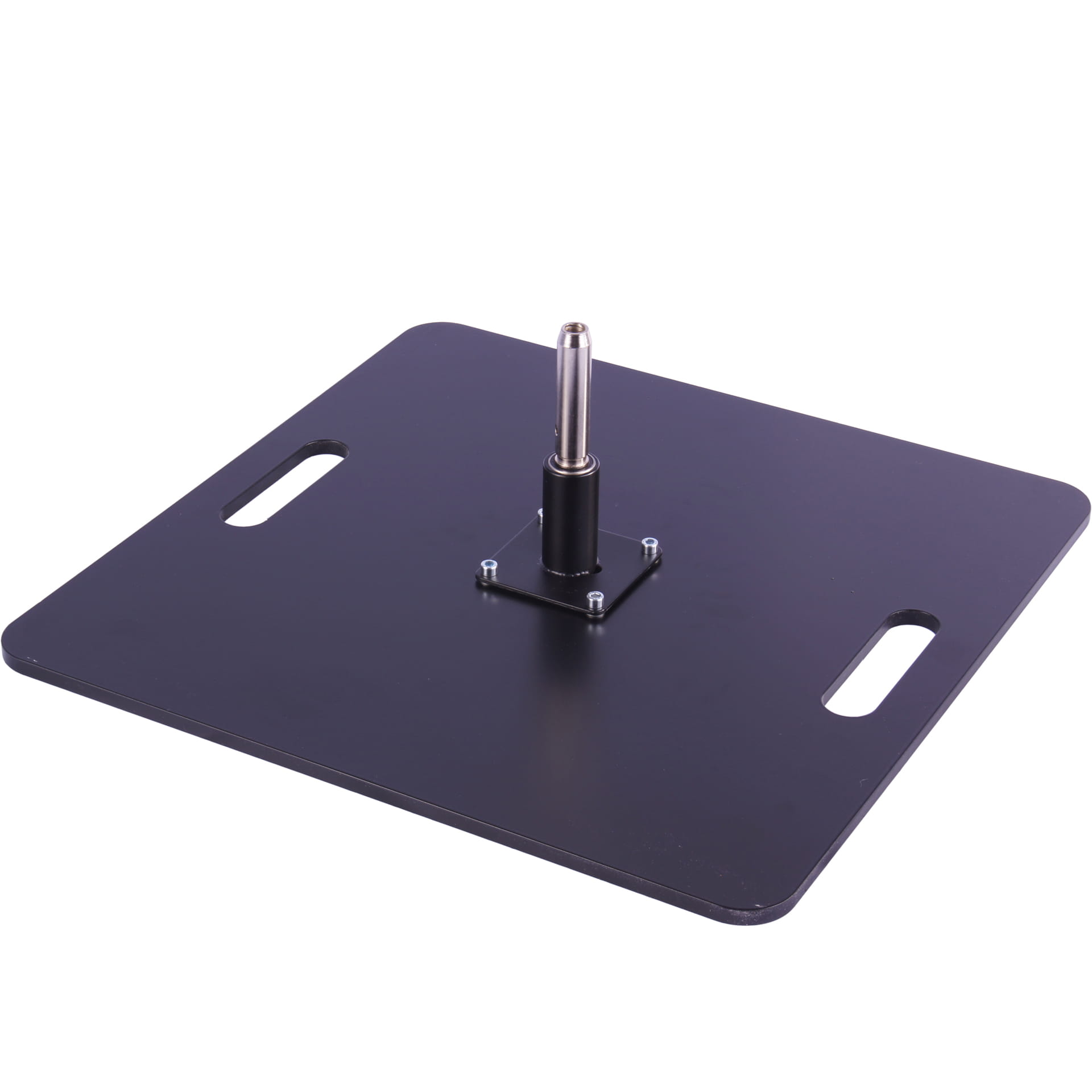 Bodenplatte für Beachflag, 18 kg, mit Aufschraubfuß, quadratisch und schwarz, mit zwei Griffen.