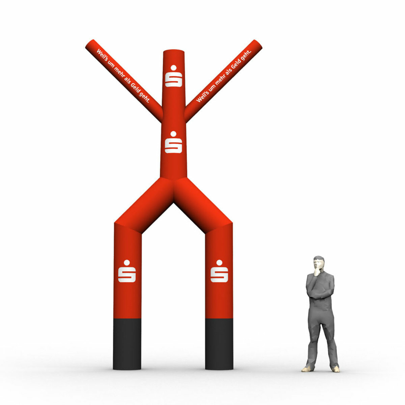 Zweibeiniger Skydancer mit Sparkassenmotiv