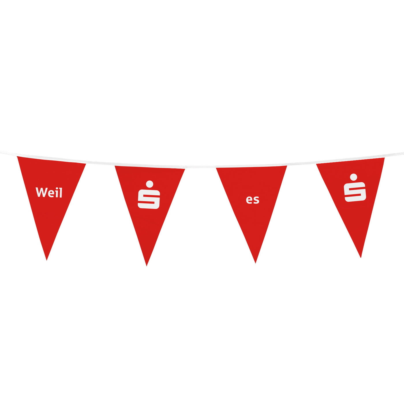 Wimpelkette inkl. Druck, Band weiß