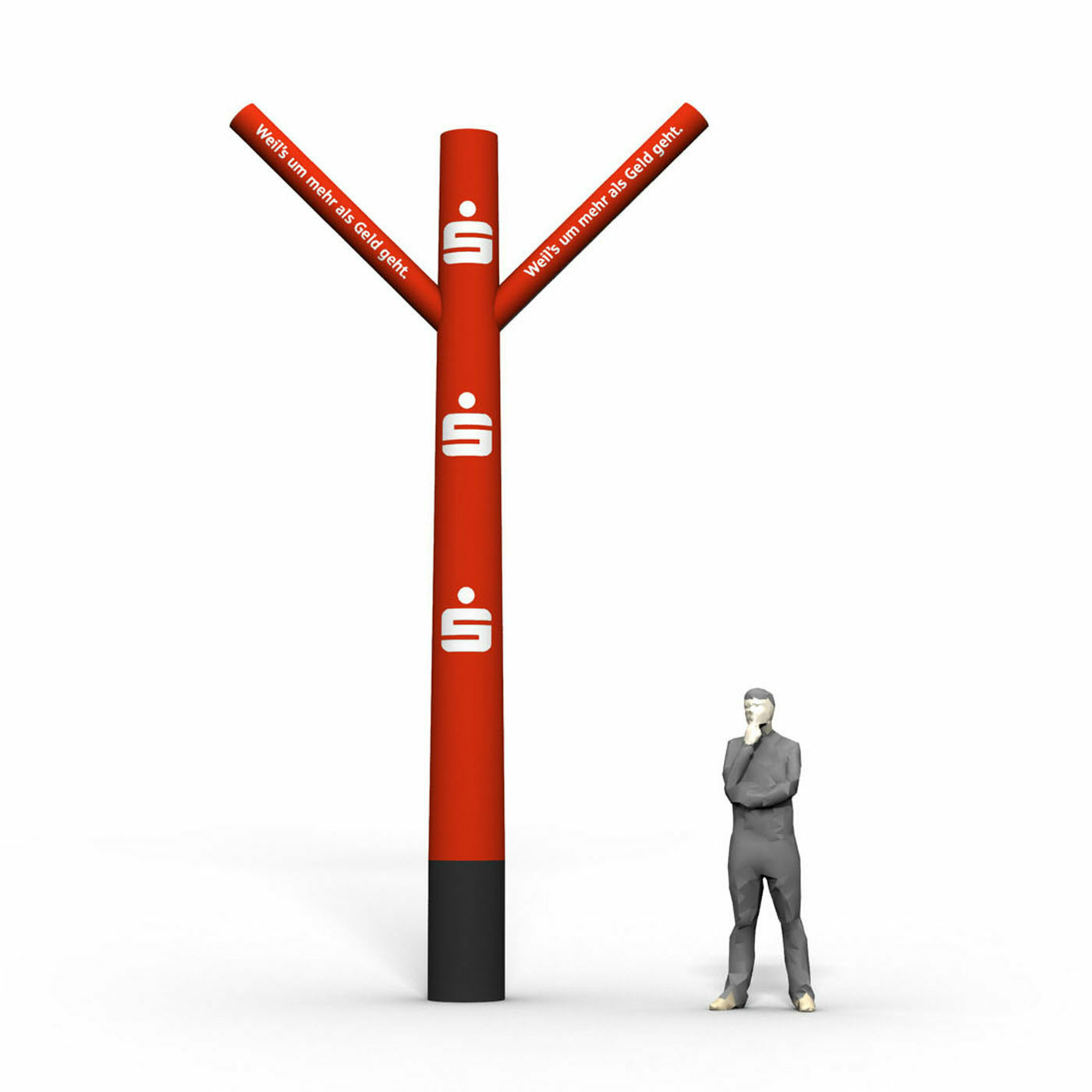 Einbeiniger Skydancer mit Sparkassenmotiv