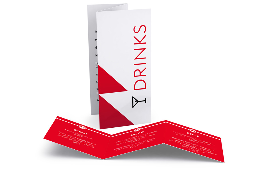 Speise- und Getränkekarten, Zickzackfalz