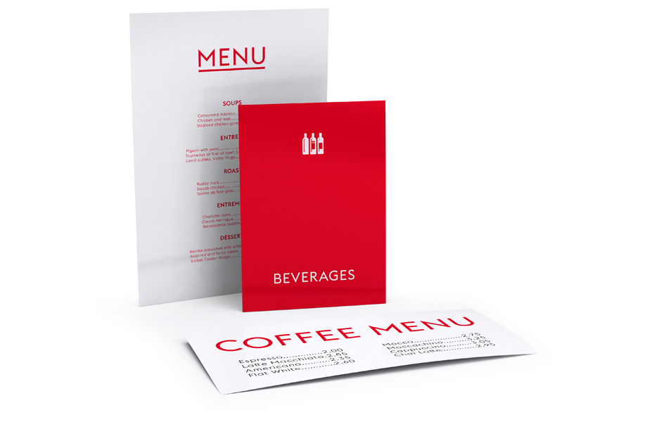 Speisekarten als Einzelblatt