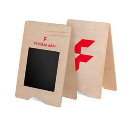 Kundenstopper aus Holz, bedruckbar