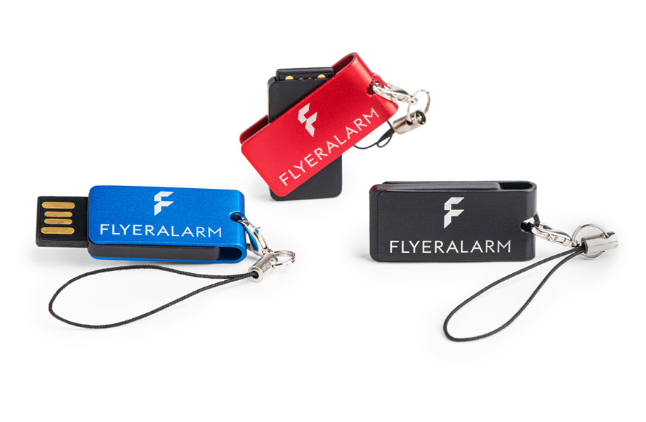 Mini-USB-Sticks mit Aluminiumbügel und Karabiner